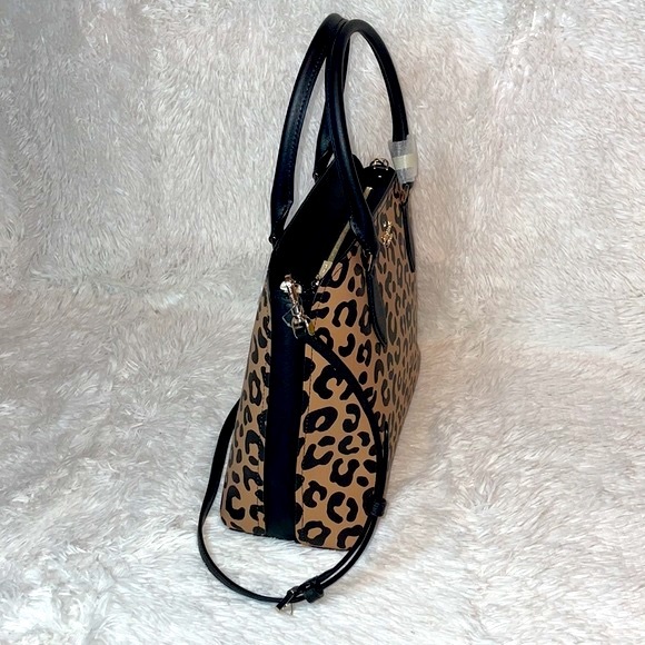 New Kate Spade New York Darcy Leopard Cheetah Large Satchel Shoulder Bag Purse - Picture 5 of 17